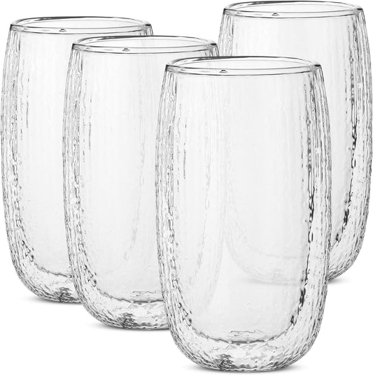 BTaT- Double Wall Glass Coffee Mugs, 12 oz, Set of 4, Double Glass Coffee Cups, Double Wall Coffee Mugs