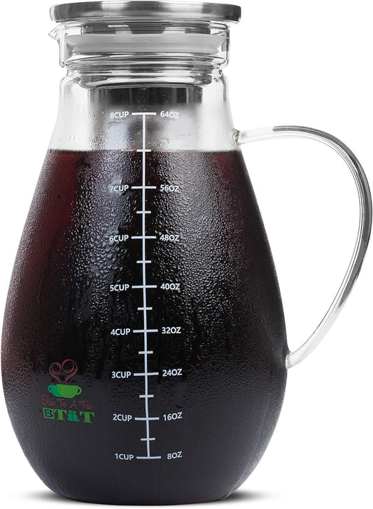 BTaT- Cold Brew Coffee Maker, Iced Coffee Maker, 2 Liter (2 Quart, 64 oz), Iced Tea Maker