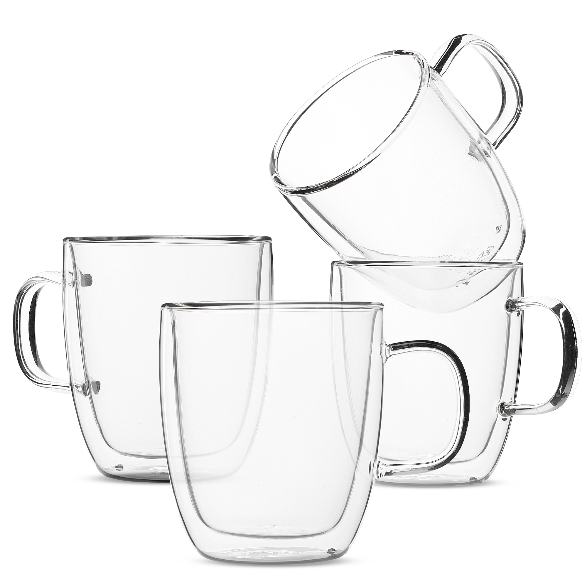 Glass Coffee Mug, Double Wall Insulated Glass Cup 12