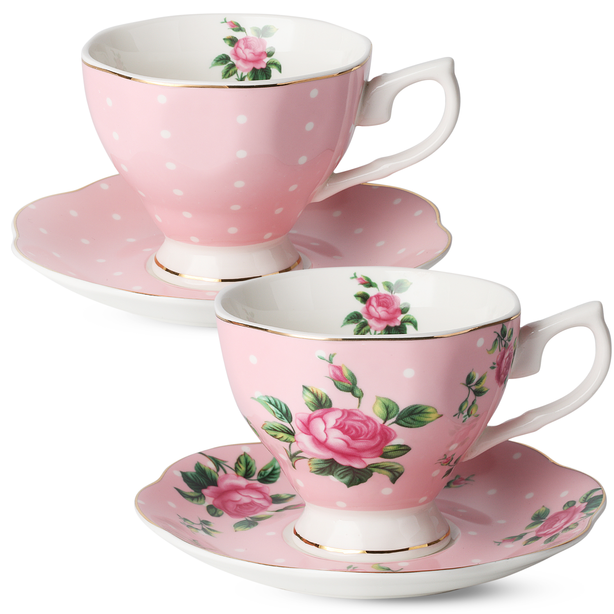 BTäT- Floral Tea Cups and Saucers (Pink – 8 oz) – BTAT