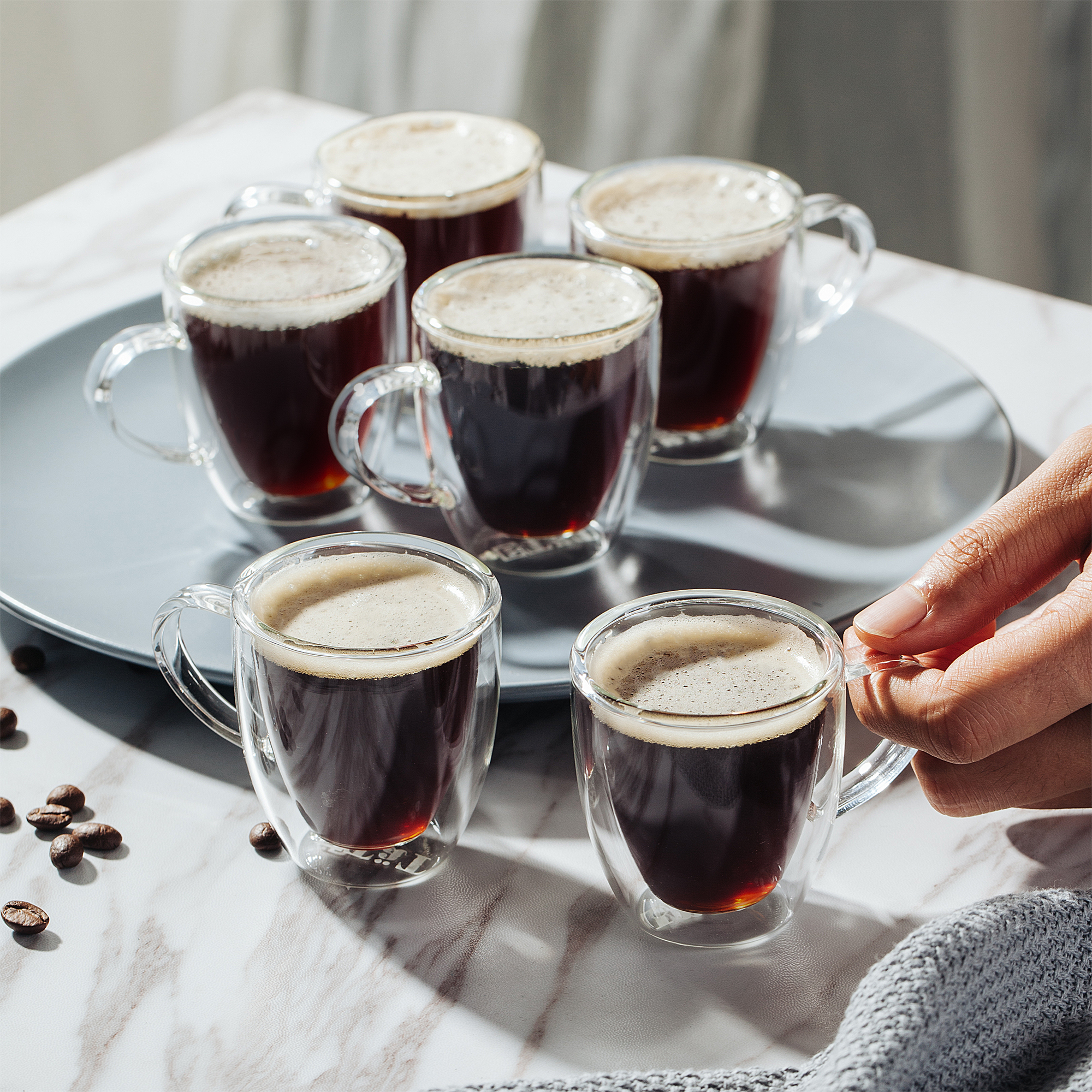 BTaT- Espresso Cups and Saucers, 2.4 oz, Set of 6
